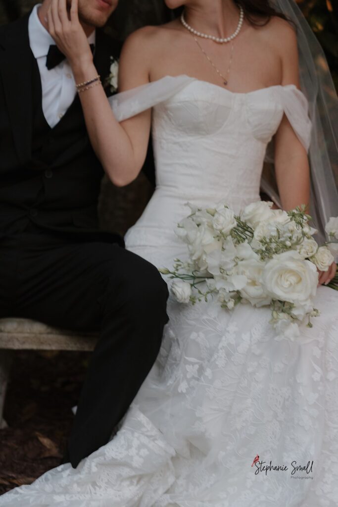 Bride and groom portraits at Covington Gardens wedding venue