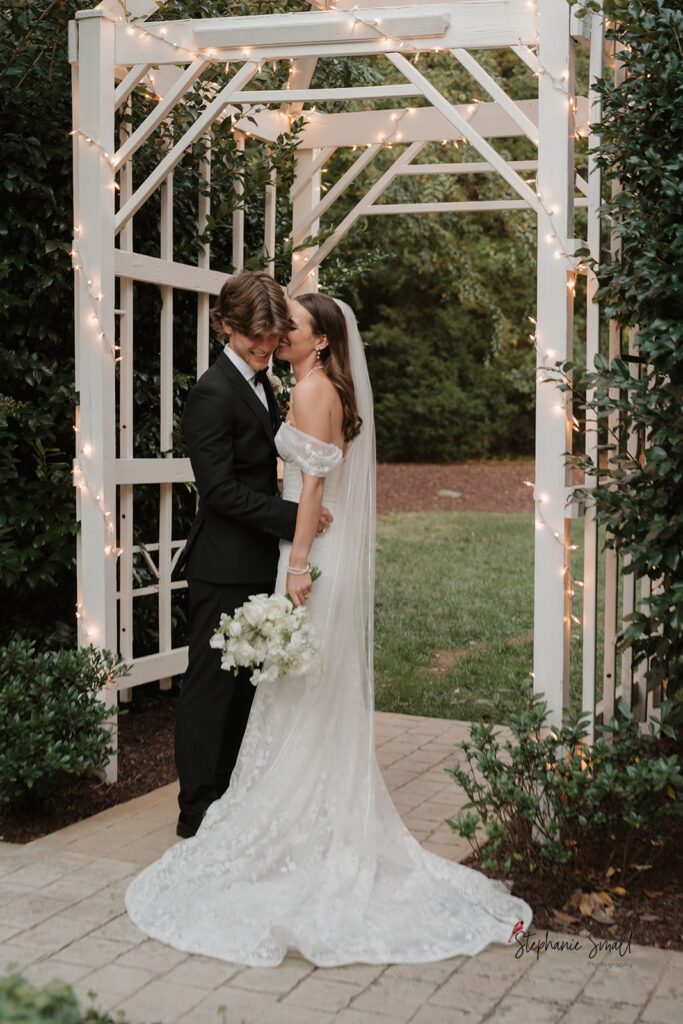 Bride and groom portraits at Covington Gardens wedding venue