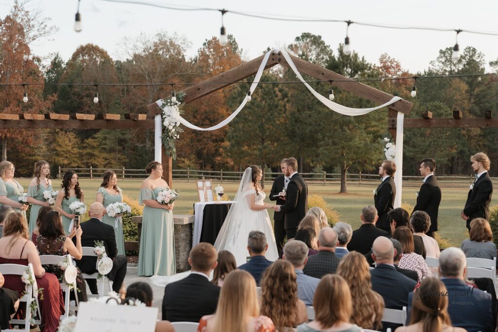 Outdoor wedding ceremony at The Evermore wedding venue