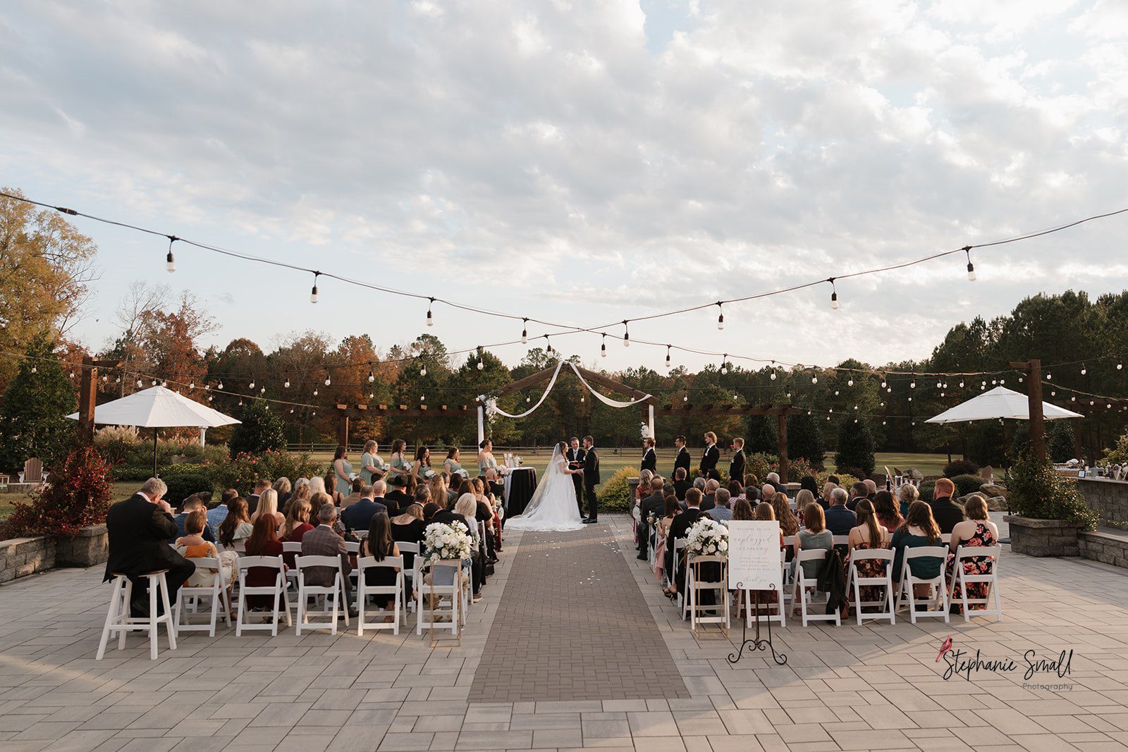 Outdoor wedding ceremony at The Evermore wedding venue